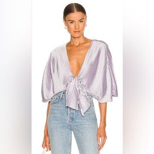LPA Lavender Tie-Front Blouse